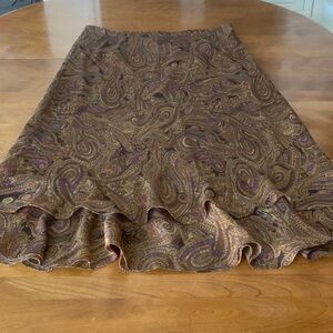 Jones New York Brown Paisley Midi Skirt